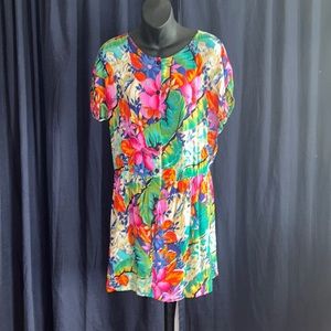 Bandini floral print 80s vintage dress women size small.